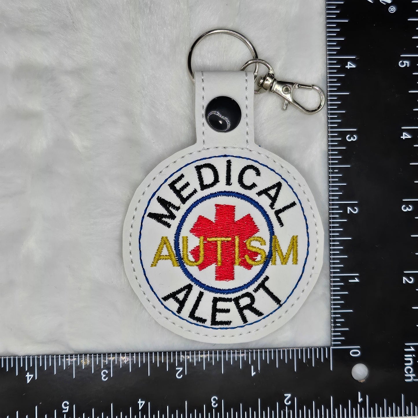 Autism Round Medical Alert Keychain