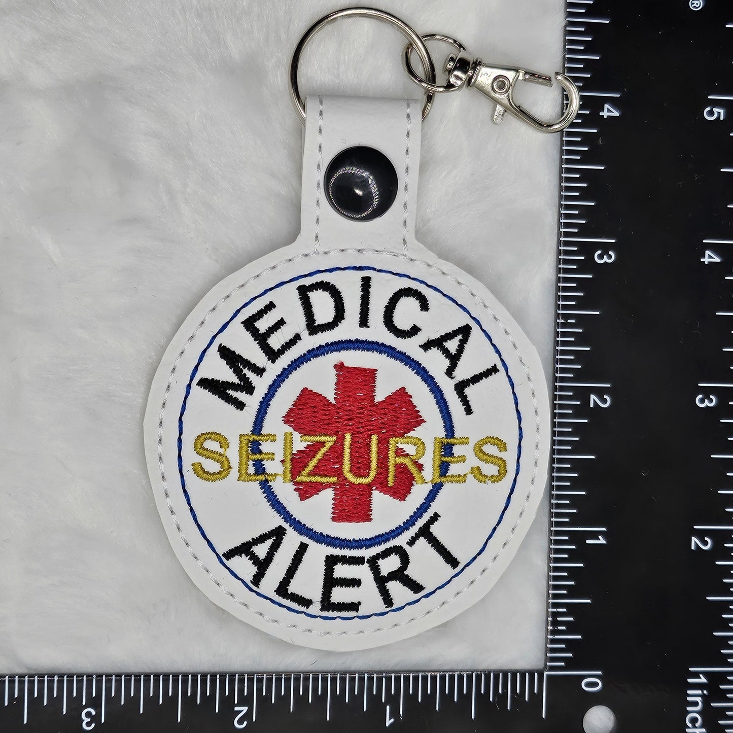Seizure Round Medical Alert Keychain