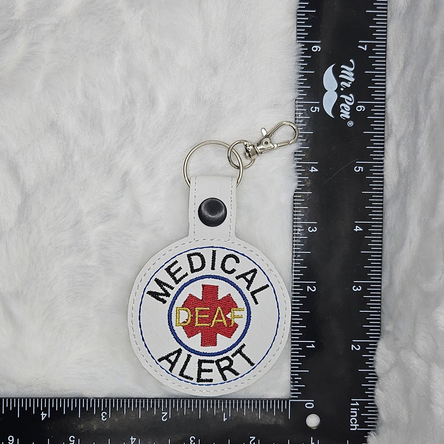Deaf Round Medical Alert Keychain