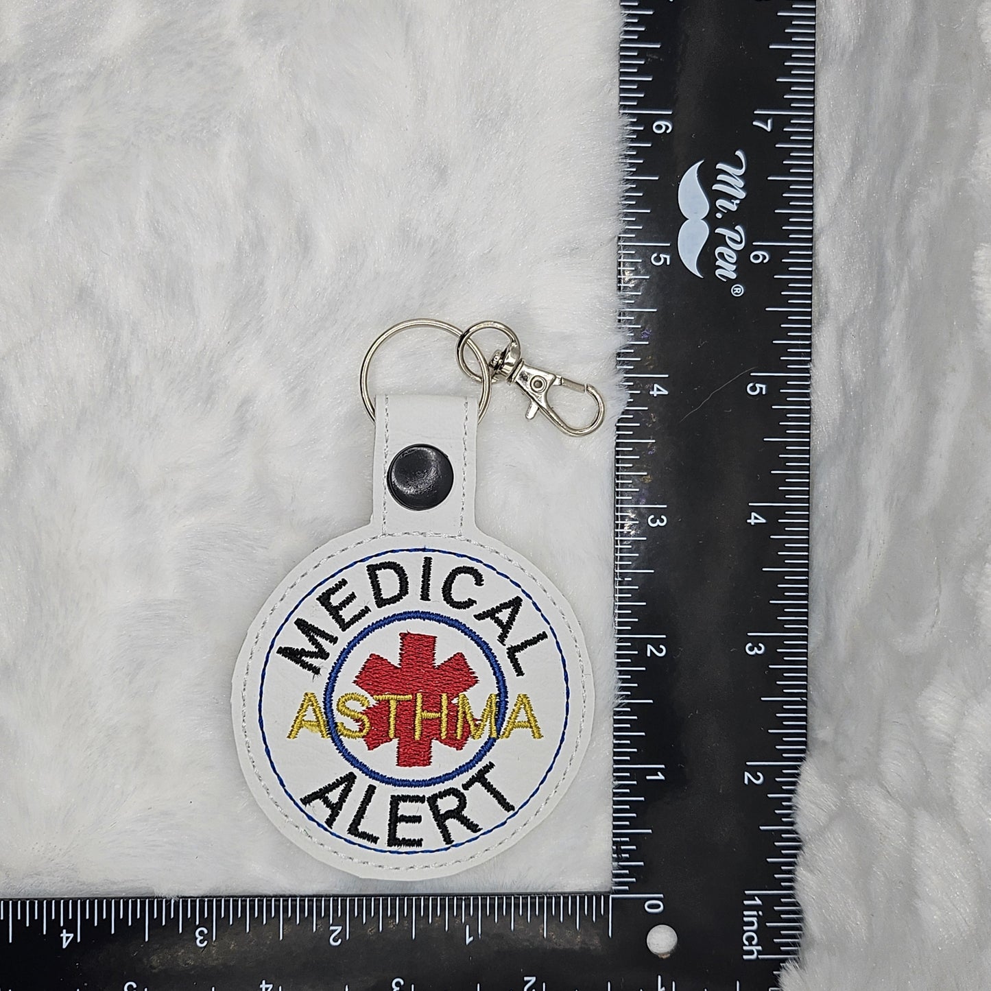 Asthma Round Medical Alert Keychain