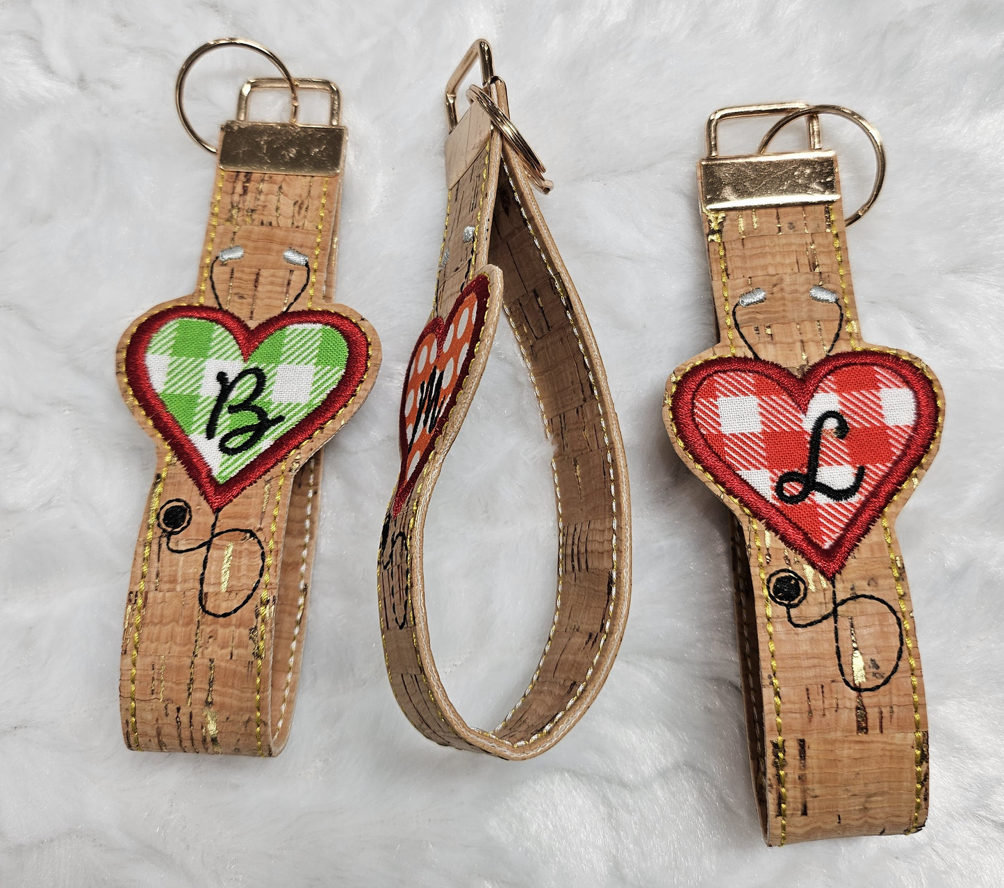 Heart Stethoscope Applique Wristlet Keychain